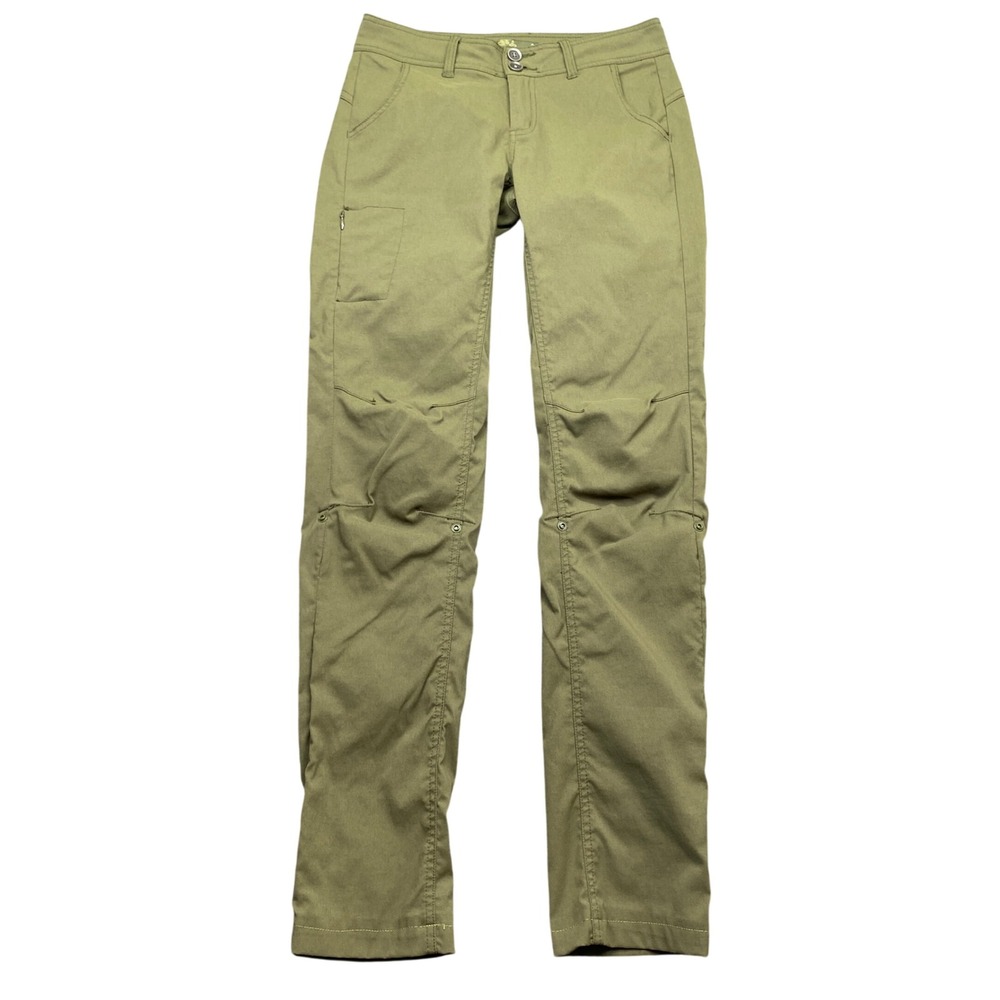 Prana Halle Hiking Pants Olive Green Tall Size 2 W4HATL113 Stretch Outdoor